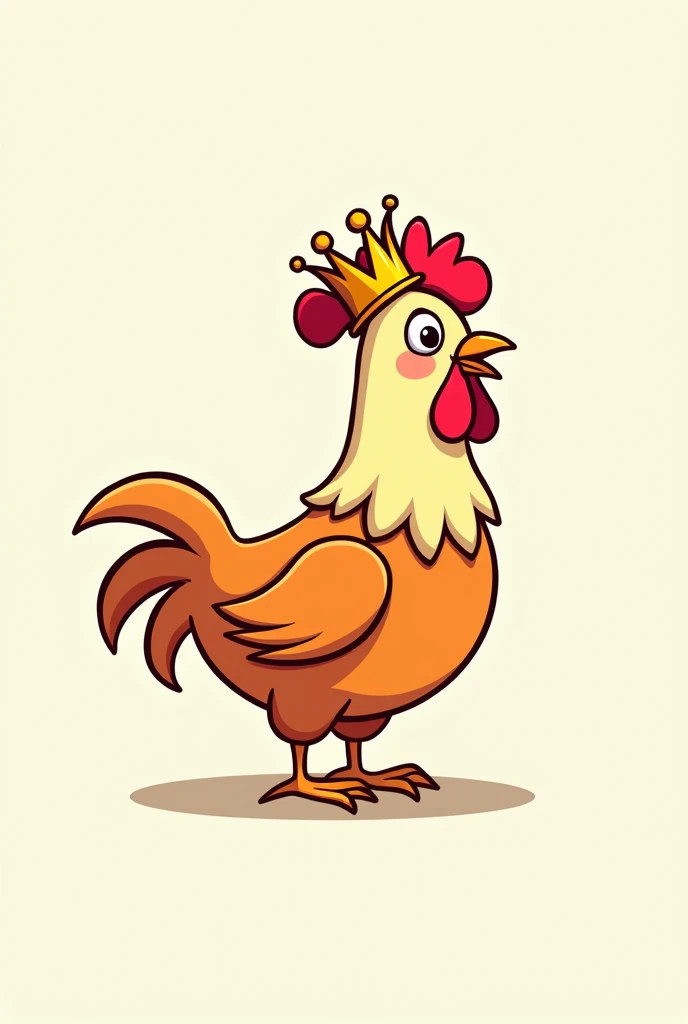 Logo of a hen with a crown, non-realistic 2D drawing style