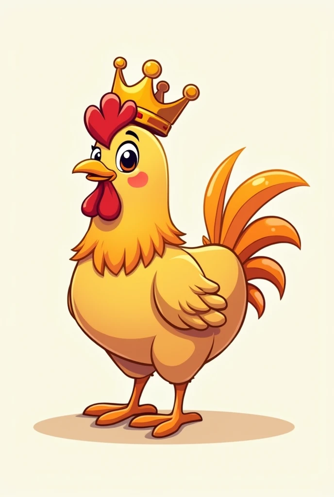 Logo of a hen with a crown, non-realistic 2D drawing style