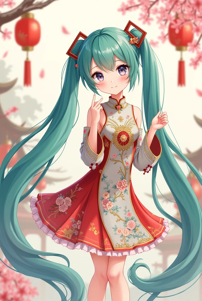 Hatsune Miku in a Chinese dress 2D