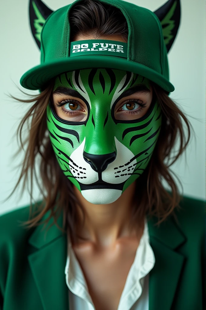 FF profile picture backwards cap black with white green tiger mask