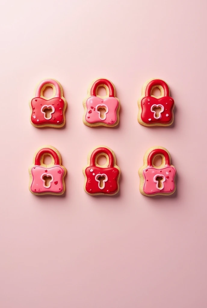 6 lock-shaped cookies for Valentine's Day