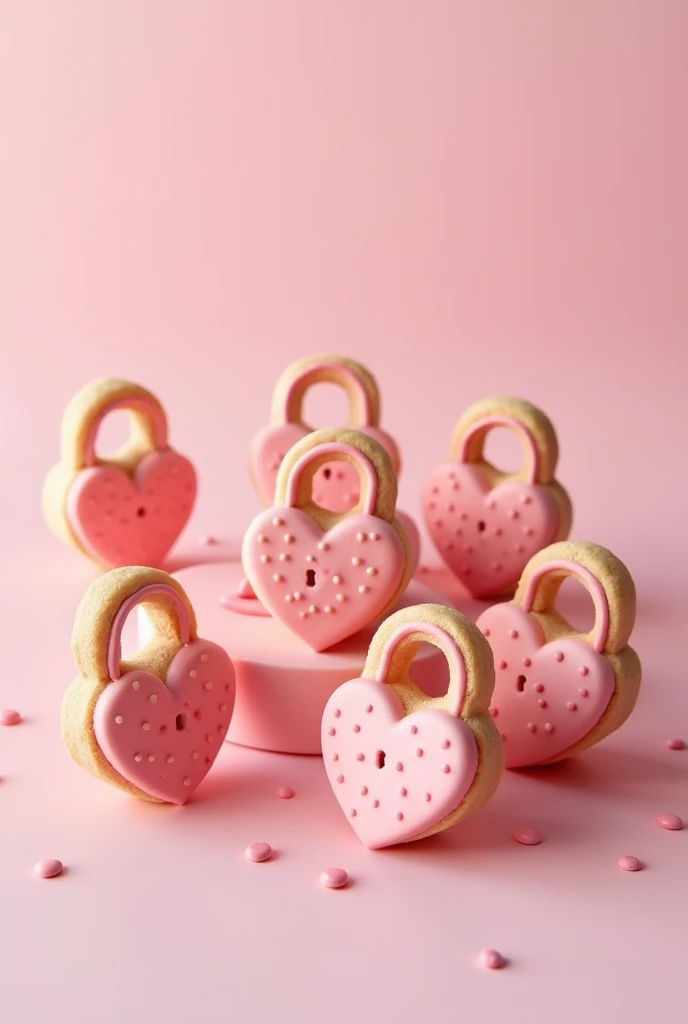 6 lock-shaped cookies for Valentine's Day