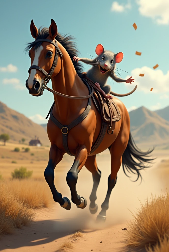 A rat falling off a horse