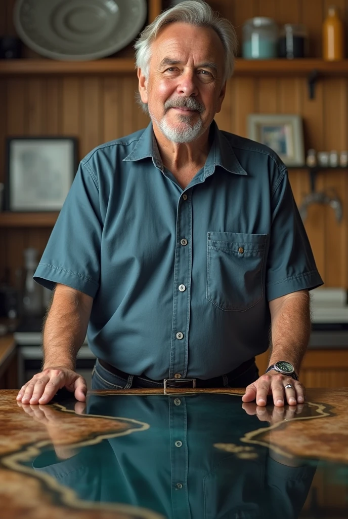 I want a script for a video in the form of a storytelling. The story is narrated in the first person by a man whose wife left him for his boss. The man with three children seeks a way to stand out and finds a business of tables made with epoxy resin. He became famous and a millionaire.
