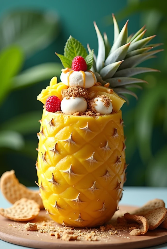 Desserts in a pineapple glass