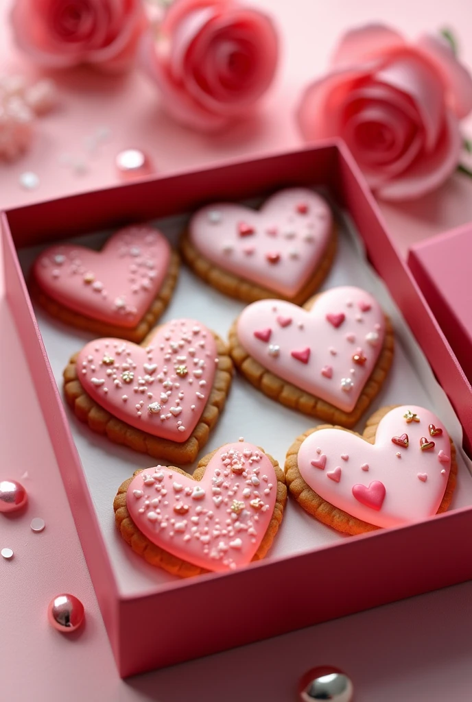 6 Valentine's Day lock-shaped cookies in a box
