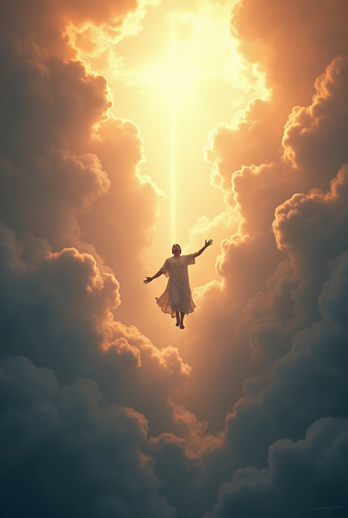 The Rapture of the Faithful - A Vision of People Being Taken to Heaven, enveloped in light, to illustrate hope and salvation.