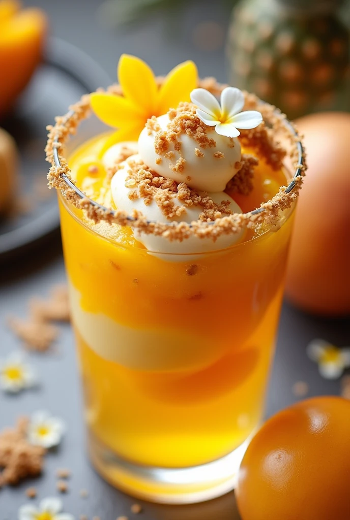 Desserts in a mango glass