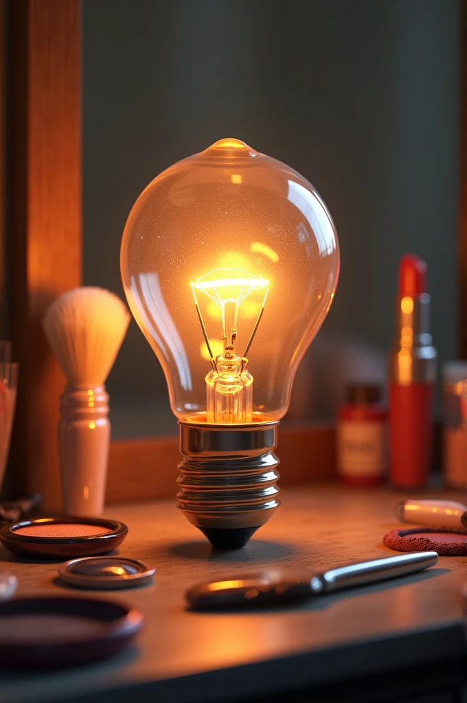 Light bulb putting on makeup 
