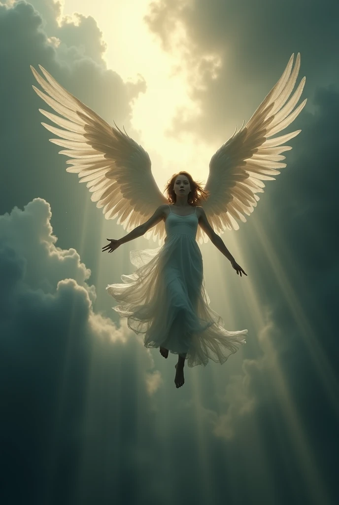 Draw an angel falling from the sky man