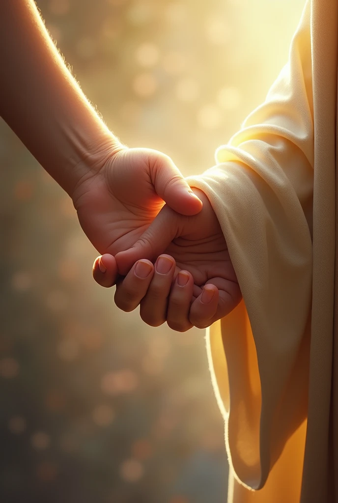 Jesus hand holding a hand saying let mercy come