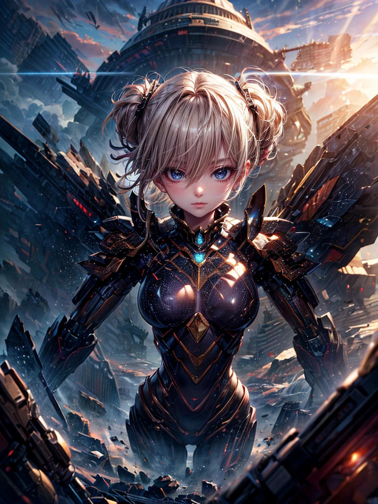 High resolution, Winner of numerous awards, Ultra high definition, Textured skin, retina,
masterpiece,(bestquality),highlydetailed,ultra-detailed,1girl, (A composition where a girl with giant roboT 1.4)(roboT)(,natural lighting:1.5,confidentexpression),(panorama:1.2),mecha, smile,angle、chrome,raw(A beautiful girl with blonde twin tails:1.5)(Confronting the threat、typhoon:1.5)