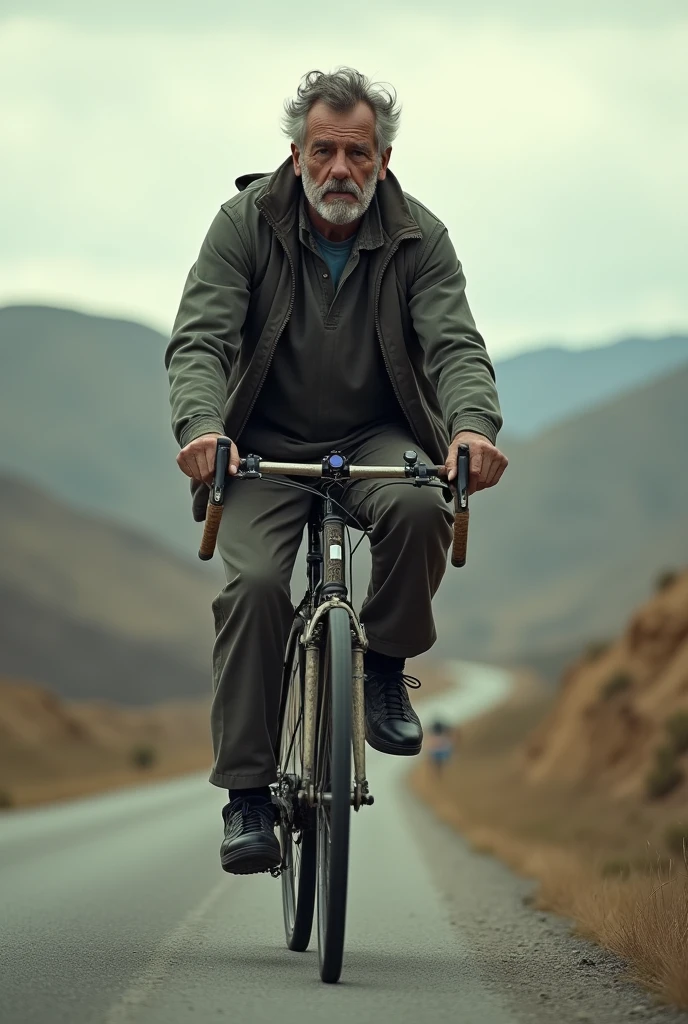 One man with a bike 