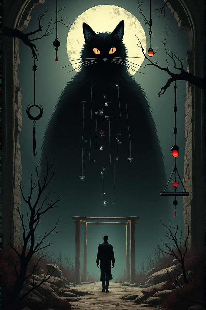 Create a conceptual map about the story "the black cat"