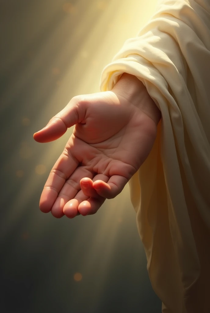 Jesus hand holding a hand 
