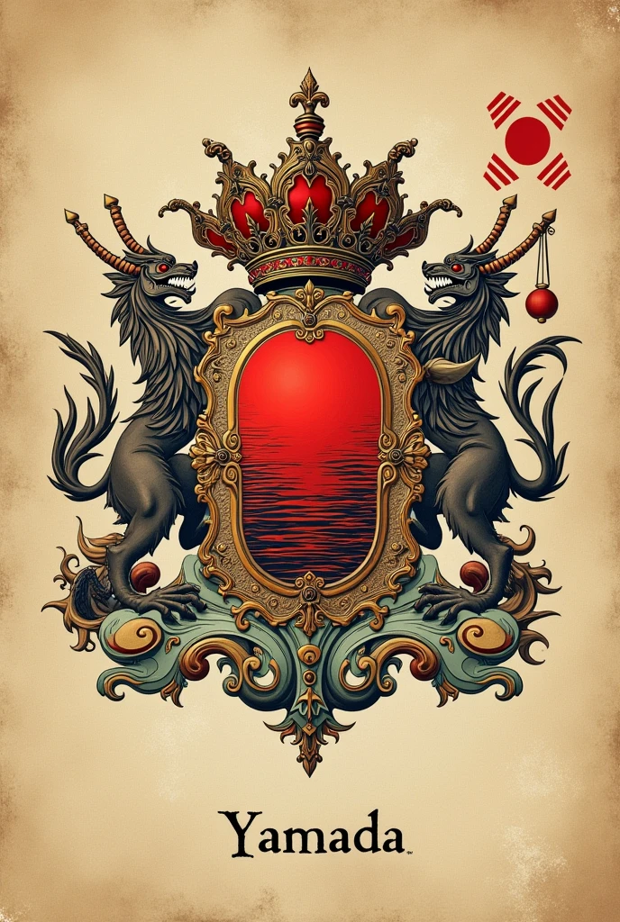 create a family crest between a mixture of the surname yamada, then look for related images in the history of the Yamada family clan (japanese) and single family, of Spanish and small traces of a Brazilian mix