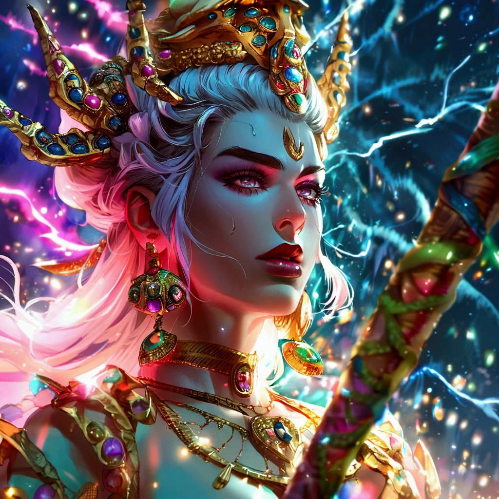 Thousand-Armed Kannon、Super Beauty、god、colorful、20age、Beauty、Sky、thunder、big weapon、thunder鳴、Jojo