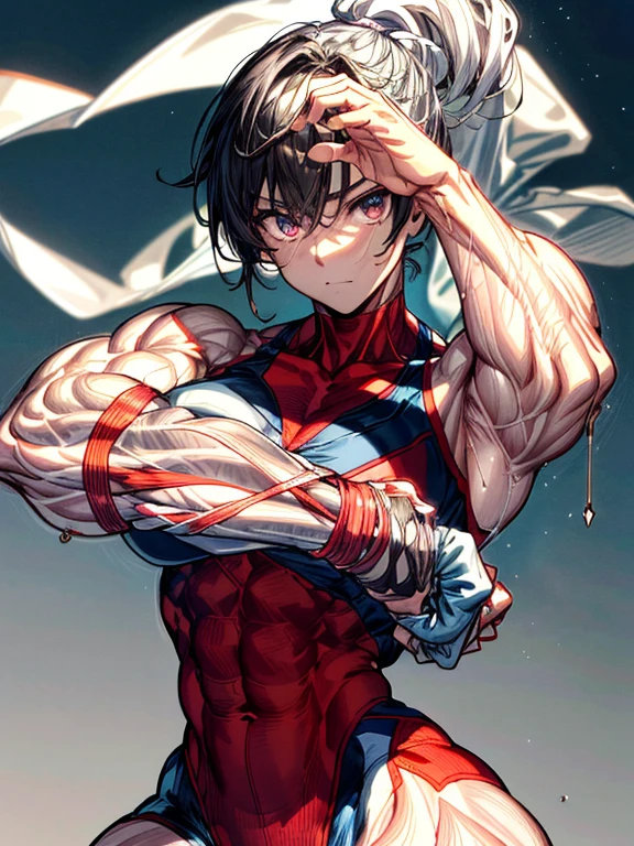 (BEST lighting) , (ultra intricately detailed) , 4K unification, (super-detailed CG: 1.2) , (8k: 1.2),(Original), (Masterpiece) , (Best quality),(Masterpiece:1.4),Anime-ish high quality,(Masterpiece),Masterpiece, Best quality, absurderes,((masterpeace, 4K, 8k, Yes, A high resolution))1girll, One man only,She is in the ballet studio,Ballet costumes, Bulging blood vessels on the arm,Spring, Boots, Perfect figure, Short purple asymmetrical hair, Sweat, ((body builder:1.5)),The strongest in the world,Practice dance studio background,(Beautiful bace),(Girl),(Female),(((Upper body:1))), Arm muscles close-up, Broad shoulders and thick back,Thick Arms,Amazing eight pack abs,Thick abs,Oily muscle reflex hydration,Burst vein,(((((Legs close-up:1)))))((((((Thick Legs)))))(((((Bulging leg muscles))))) ,Bulging blood vessels in the arm, Biceps Close-up,The camera shows the Biceps,Explosive Biceps,Exaggerated biceps,Hard biceps,Biceps like mountains,Perfect anatomical structure of the Biceps,Swelling of the shoulder,Prominent Biceps,Triceps expansion,Layered Muscle,Dehydrated muscles,Fat-free,Biceps,Stretched muscles