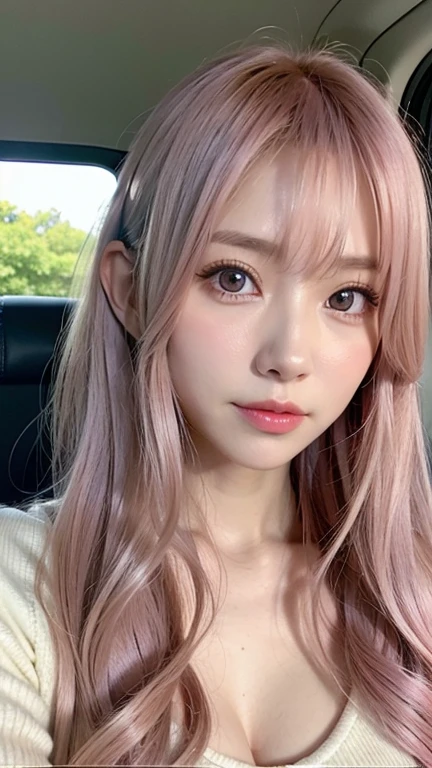 Ai Hoshino, beige pink hair, Blue Hair,Long Hair, favorite , beautiful, Shining Eyes, stars are reflected in my eyes, Idol, 2By people, 2 girls, Long pink hair