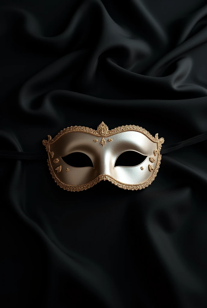 In this design, The mask as a fold is the central element, occupying almost the entire cover. The mask is of a delicate design, with fine details and gold trim, lying on a black sheet only showing the mask lying in the middle of the black sheets