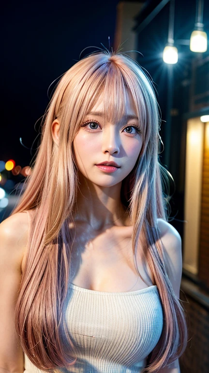Ai Hoshino, beige pink hair, Blue Hair,Long Hair, favorite , beautiful, Shining Eyes, stars are reflected in my eyes, Idol, 2By people, 2 girls, Long pink hair