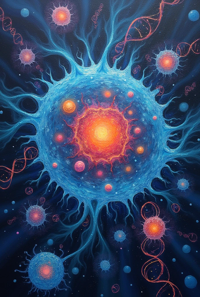 A painting about the cell and genetics