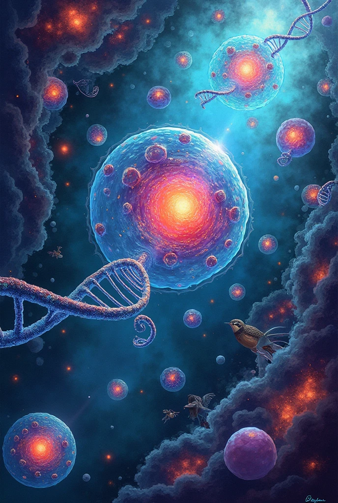 A painting about the cell and genetics