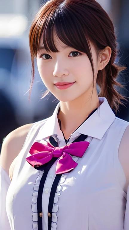 (1 girl, the bowtie on her blouse is fascinating:1.2), Gorgeous Japanese Idol, UNIQUE KOREAN FASHION,
(RAW Photos, highest quality), masterpiece, 
(Realistic, Photorealistic:1.2), 

very delicate and beautiful, very detailed beautiful,
detailed nose, beautiful & detailed, cinema lighting, gentle & feminine, 

4K UHD wallpaper, wonderful, pretty, very detailed,
Very detailed CG Unity 8K Wallpaper, high resolution, 
beautiful detailed lady, very detailed eyes,
soft light, bob hair, ponytail, short hair with bangs, hot pink hair, Black_Pink_Jacket,

BREAK

(SNOW: 1.2), Tokyo Shibuya, City Lights, 
Perfect ????????????, slender body, huge breasts, kind smile, zoom-in shot, camera focused, face to waist, Candid RNG 25%, medium shot or cowboy shot, bokeh, SFW,)