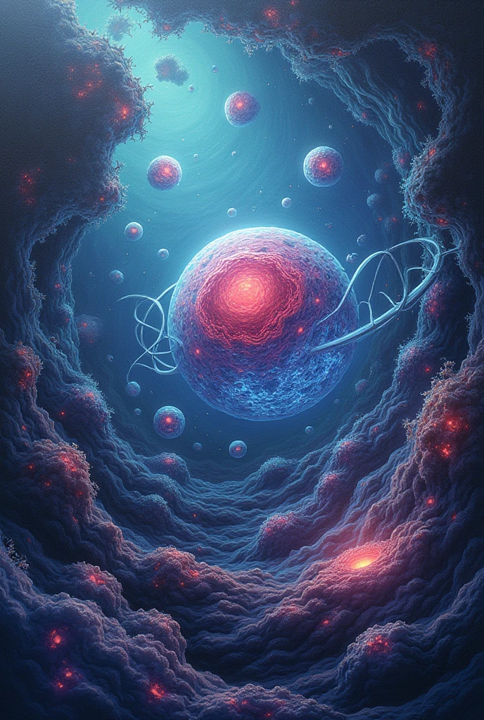 A painting about the cell and genetics