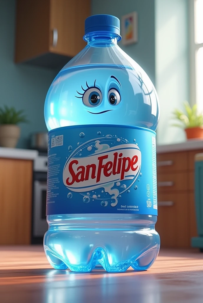 A 20-litre water container animated with the brand “San Felipe”