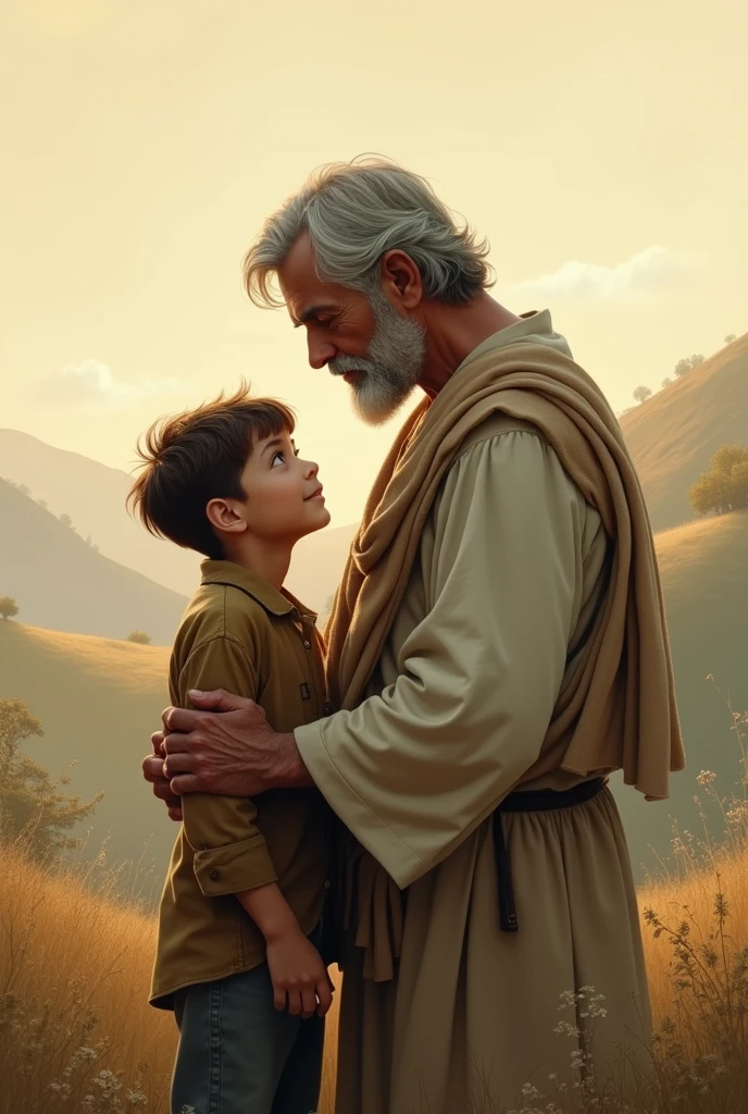 the same drawing, this time the father speaking to him