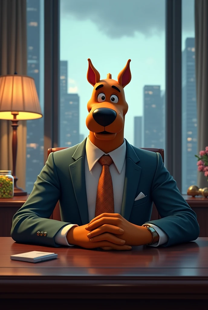 Scooby-Doo&#39;s Shaggy as a company CEO, in his office and with a suit and tie