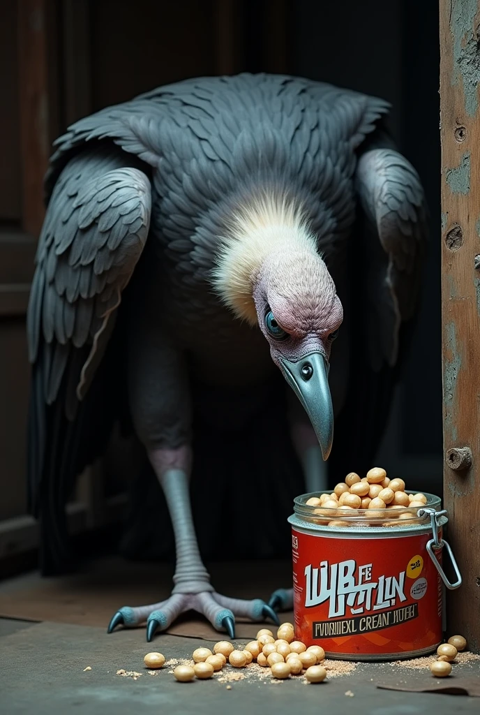 Vulture stealing whey protein and creatine hidden