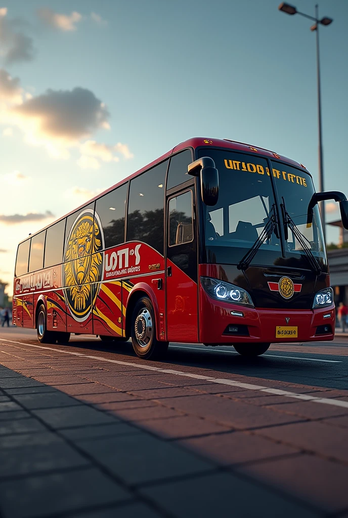 A team bus with the name União do Norte made with a lion logo