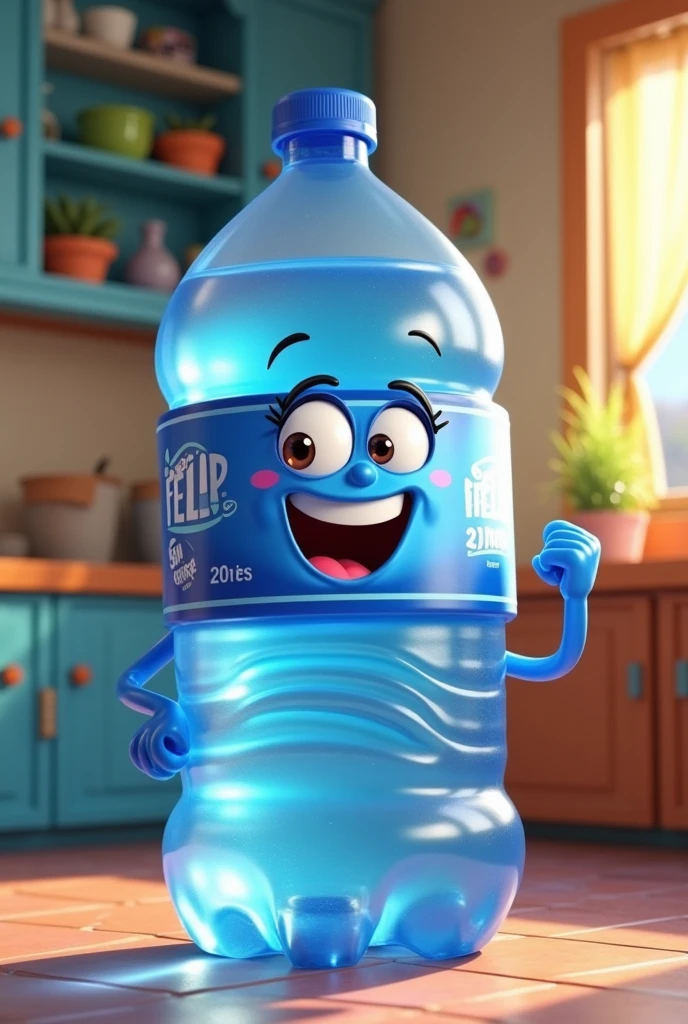 A 20-litre water container animated with the brand “San Felipe”