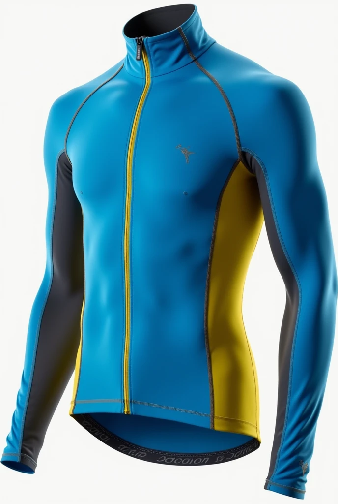 Long sleeve sports shirt, in blue colors,grey and yellow