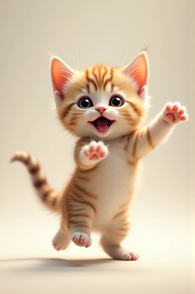 Kitten in. Dancing foot