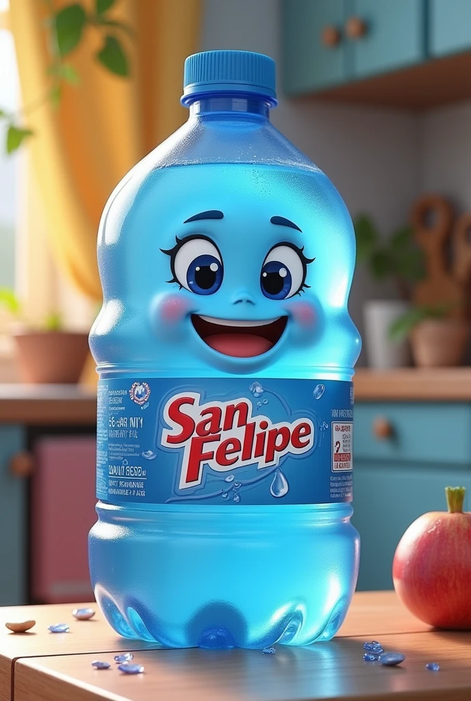 A 20-litre water container animated with the brand “San Felipe”