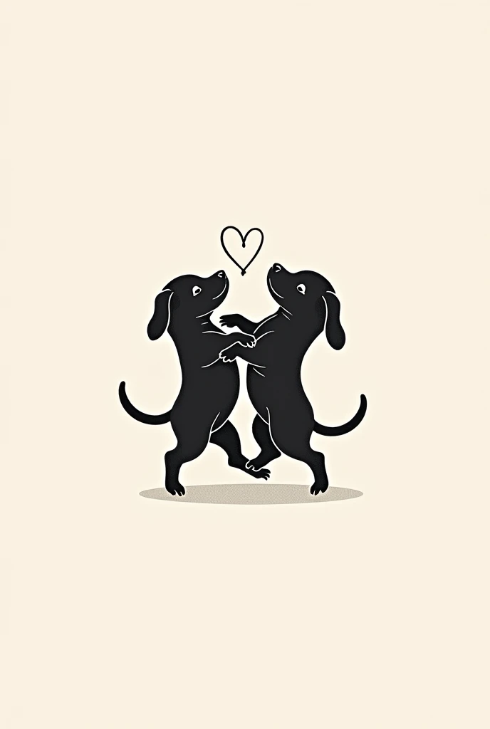 create a tattoo design in lines of two black puppies