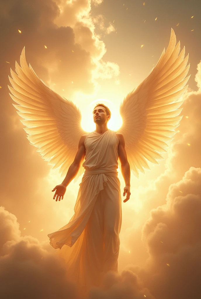 Man transforming into an angel