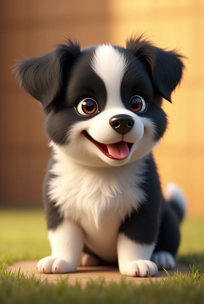 a cute black and white dog