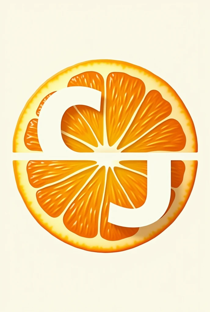 Create an icon that is a half orange and has a letter c and a letter j