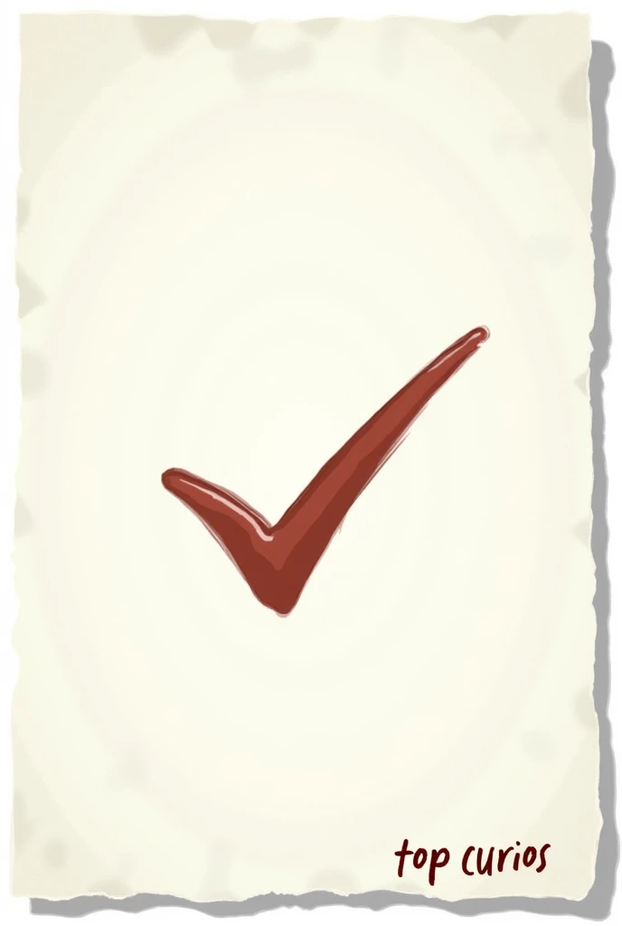 create a Paper Watermark with Check Mark: A small paper or notepad icon with a stylized check mark. The text “Top Curios” can be on the edge of the paper, representing the trivia check.
