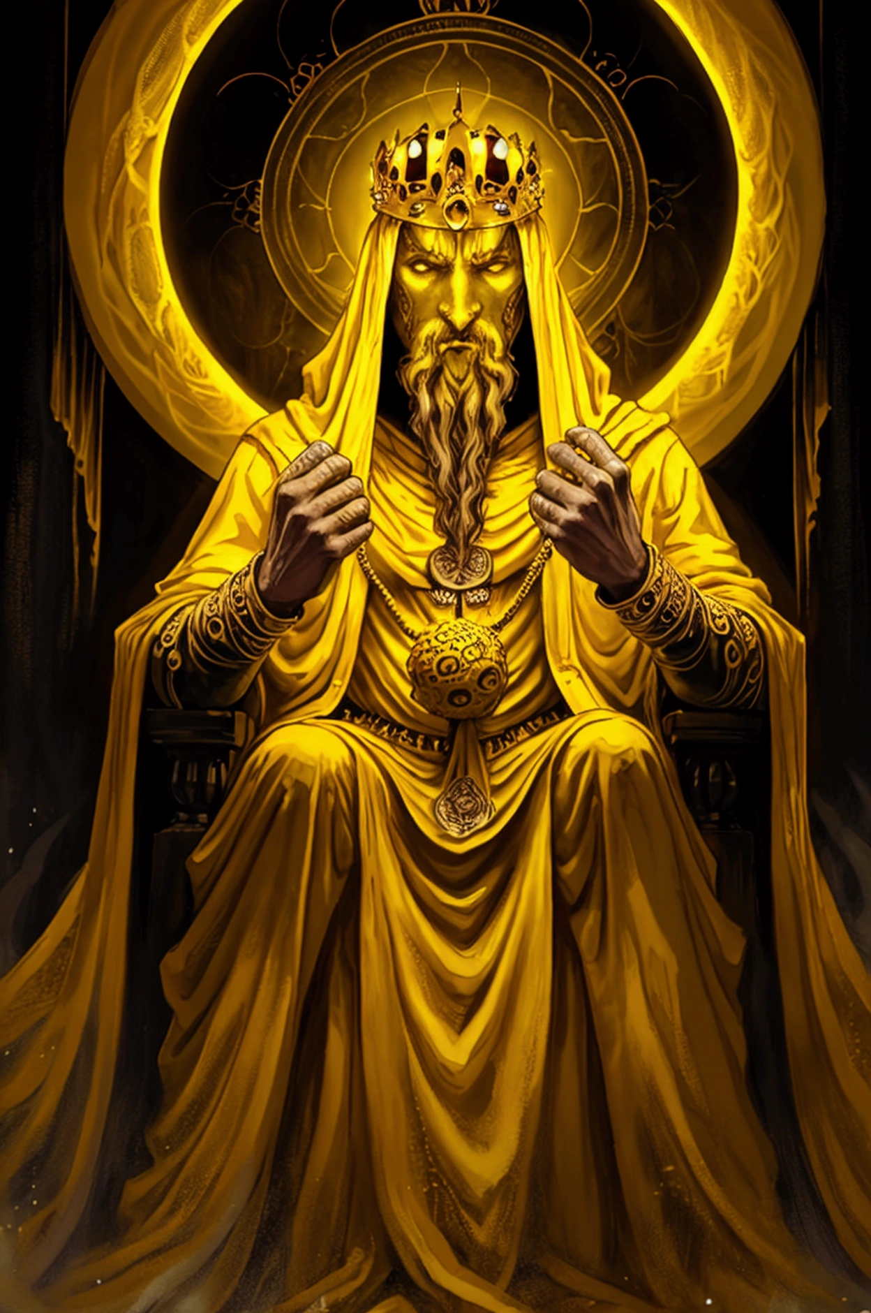 a painting of hastur the king in yellow, yellow-robed, king in yellow, hastur the king in yellow, , portrait of hastur the king in yellow, the king in yellow,honoring hastur the king in yellow artwork, portrait of the god hastur,