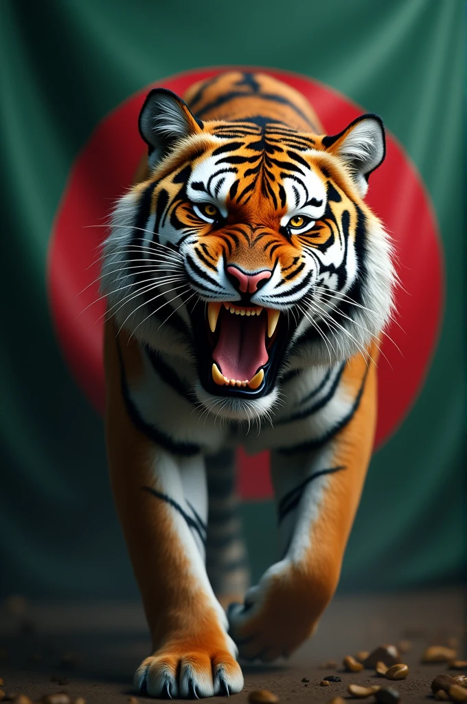 Bangladesh flag and angry tiger