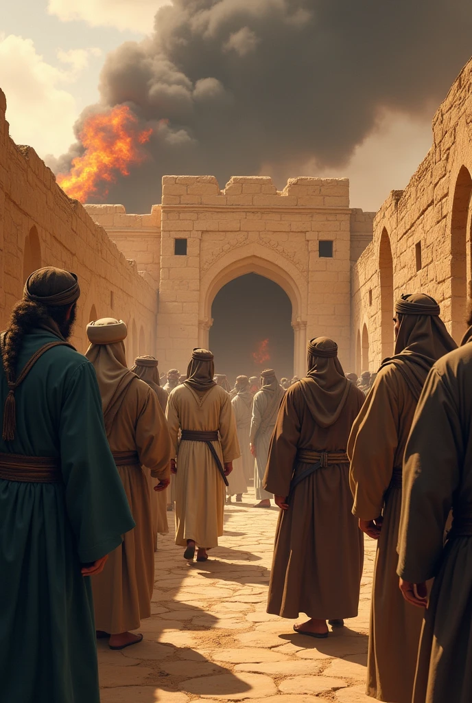 The fourth time, Umar went with a group to Fatima’s house, brought Ali (a.) by force from the house and brought him to Abu Bakr. Umar also set fire to the house. Arabia year 600 AD.Chr.