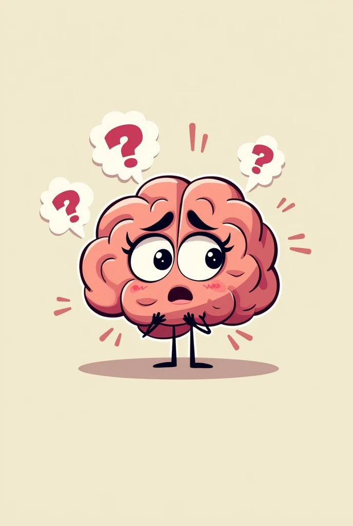 
a cartoon brain in doubt  