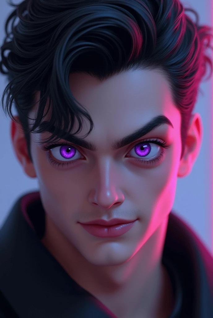 Man with defined eyes purple well-defined violet eyes asymmetrical confident smile picaro face tank top beautiful violet eyes irises defined popular defined violet iris smooth malicious eyes malicious look definition HD rendering 32k rendering ultra hyperrealistic award-winning photo violet defined eyes violet asymmetrical eyes with detailed pupils and asymmetrical iris violet round iris asymmetrical round violet eyes