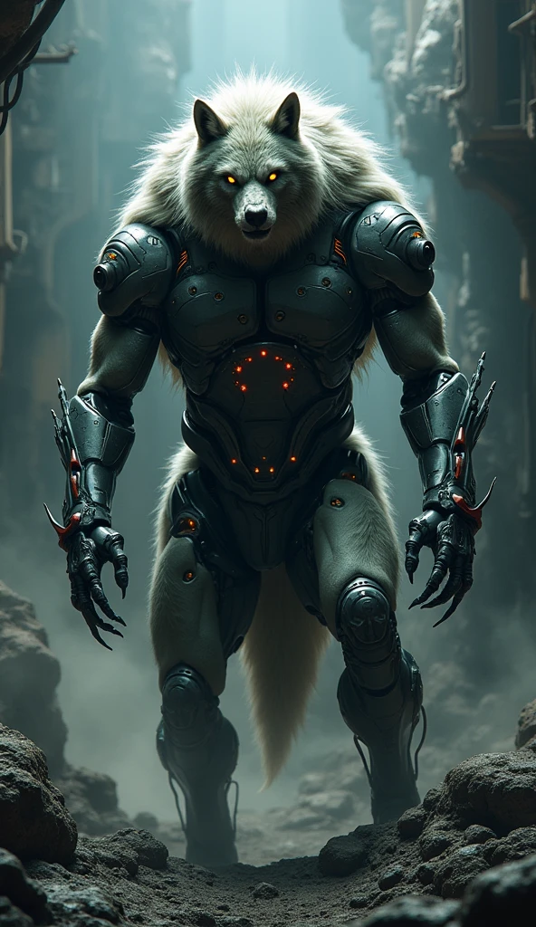 high resolution, werewolf, robotic, Unripe