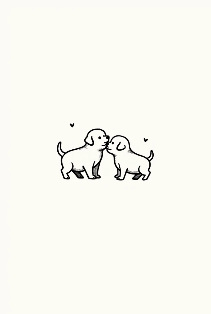 make a minimalist tattoo design of two black puppies, and very cute in fine lines